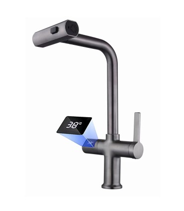Grifo Cocina Display LH-567 | Cuerpo Cobre Macizo | Termómetro | Cabezal Extraíble | 3 modos de Agua
