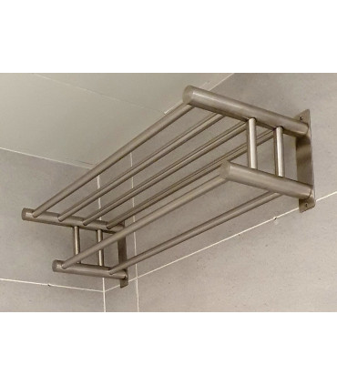 Toallero Estante para Baño en Acero Inoxidable 304 Cepillado LH-9706 | Doble Barra con dos Estantes para Colgar en Pared