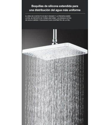 Pack Pomme Plafond et Douchette Carrés Blancs BL-3003-DZ | Grand Format | Douchette Suralimentée | Économie d'Eau