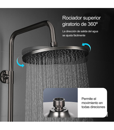 Cabezal de Ducha Techo Negro BL-3004-D | 237 Chorros | Boquillas Silicona Anti Incrustaciones | Giratorio
