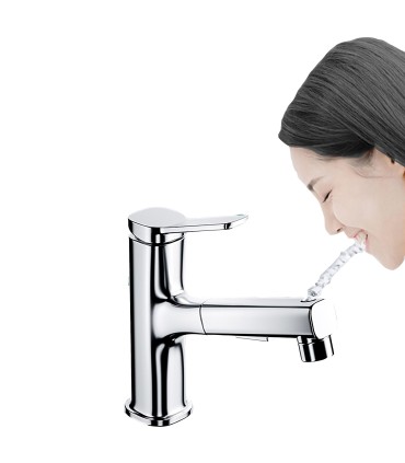 Vertical Water Basin Faucet LH-178 | Solid Copper | Pull-Out | 2 Water Modes | Vertical Water for Dental Rinse