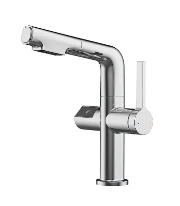 Waschbecken Wasserhahn SJ-231 Temperaturanzeige Dynamo | Massivkupfer | Herausziehbar | Höhenverstellbar zum Haarewaschen