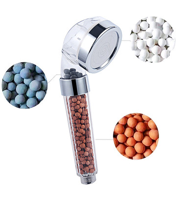 Kit de Ducha con Estante Integrado y Alcachofa Presurizada de Iones Negativos BL-1001S-ION | Barra Ajustable | Tubo Inoxidable