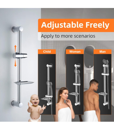 Kit Ducha com Prateleira Integrada e Cabezal Pressurizado Iões Negativos BL-1001S-ION | Barra Ajustável | Tubo Inox