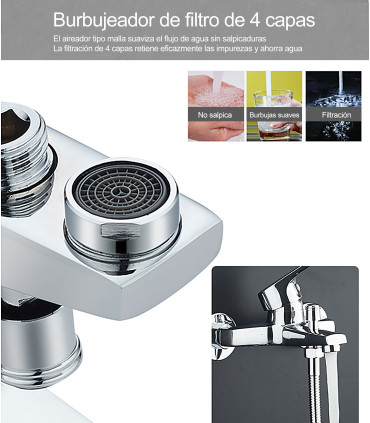 Columna Ducha-Bañera BL-3088-KIT1 | Cobre Refinado | Alcachofa Sobre Alimentada | Filtro Algodón PP | 3 Modos de Agua