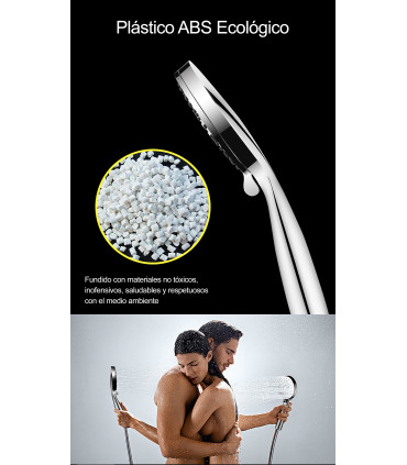 Pack Tête et Douchette Chrome BL-3005-DZ | Tête Renforcée | Injection d’Air | 3 Modes de Jet