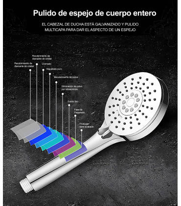 Pack Cabezal y Alcachofa Ducha Plata Brillo BL-3005-DZ | Cabezal Reforzado | Inyección de Aire
