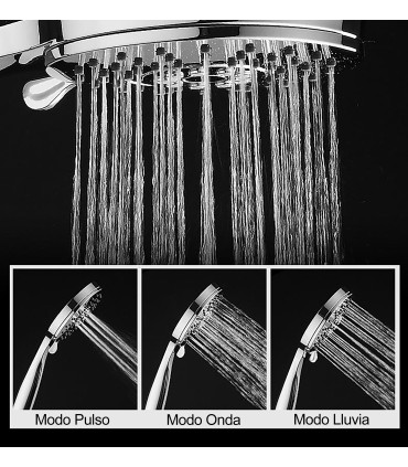 Pack Tête et Douchette Chrome BL-3005-DZ | Tête Renforcée | Injection d’Air | 3 Modes de Jet