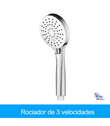 Pack Cabezal y Alcachofa Ducha Plata Brillo BL-3005-DZ | Cabezal Reforzado | Inyección de Aire | Rociador Manual 3 Modos