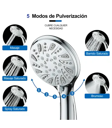 Chuveiro Jet BL-5013 | 5 Modos Água | Botão Limpeza Alta Força | Mangueira Codificada 1,5m