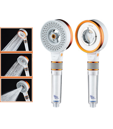 Douchette Double Face Oxygénation Qin CC-FM003 | Pressurisée | 3 Modes d’Eau | Améliore Nettoyage et Dégraissage | Avec Filtre
