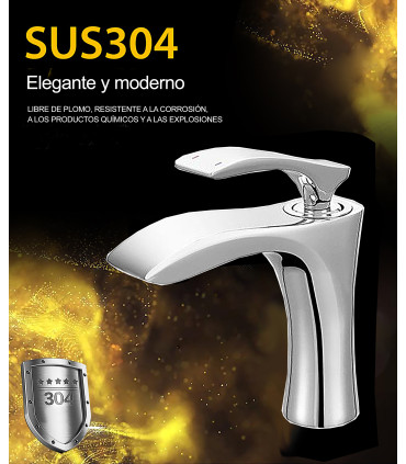 Robinetterie Lavabo LH-8537 | Acier Inoxydable SUS 304 | Monocommande Eau Froide et Chaude | Valve Céramique