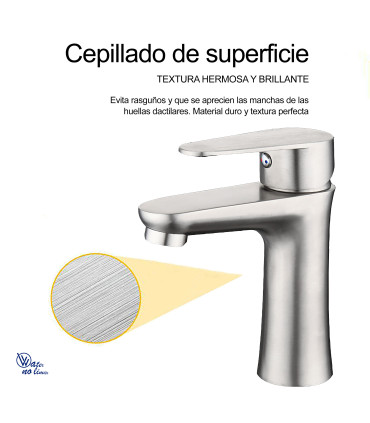 Rubinetto Lavabo Water No Limits LH-8501 | Monocomando | Acciaio Inox SUS 304 | Cuore Ceramico | Acqua Fredda e Calda