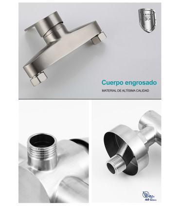 Torneira Chuveiro Water No Limits LH-8908 | Monomando Pêra Longa | Aço Inox SUS 304 | Núcleo Cerâmico