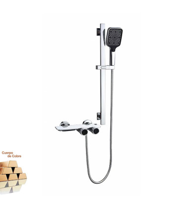 Coluna Chuveiro-Banheira Tomahawk LH-2366+KIT | Termostática | Corpo Cobre Latão H59 | Barra Ajustável | Chuveiro de Mão