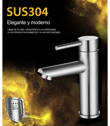 Vaskbänksblandare Water No Limits LH-8504 | Rostfritt Stål SUS 304 | Enkelhandeds | Keramisk Ventil