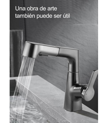 Grifo Lavabo Multifunción LH-226 | Cuerpo Cobre Macizo | Extraíble con Elevador | Mono mando | Dos modos de Salida de Agua