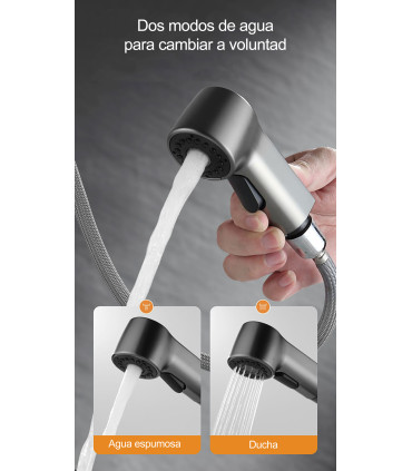 Grifo Lavabo Multifunción LH-226 | Cuerpo Cobre Macizo | Extraíble con Elevador | Mono mando | Dos modos de Salida de Agua