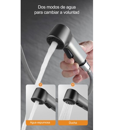 Torneira Lavatório Multifuncional LH-226 | Cobre Maciço | Extraível com Elevador | Monomando | 2 Modos de Água