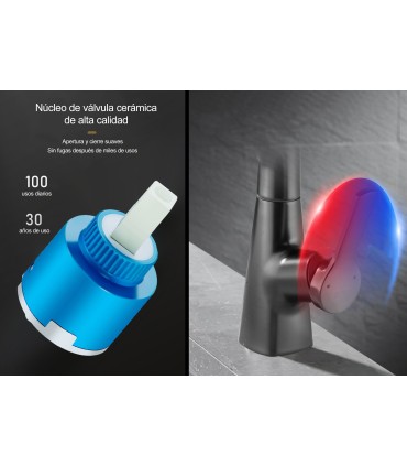 Robinet Lavabo Multifonction LH-226 | Corps Cuivre Massif | Tête Extractible avec Élévateur | Monocommande | 2 Modes d’Eau