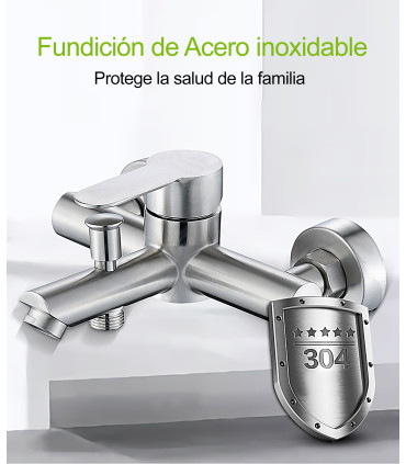 Torneira Banheira-Chuveiro LH-9105 | Monomando | Aço Inox 304 | Núcleo Cerâmico