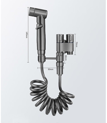 Toilet or Shower Bidet Sprayer LH-002 | Dual Valve | Solid Copper Body | Ceramic Valve | 2 m Hose | Adjustable Pressure