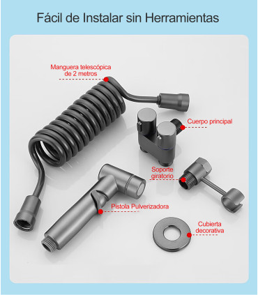 Toilet or Shower Bidet Sprayer LH-002 | Dual Valve | Solid Copper Body | Ceramic Valve | 2 m Hose | Adjustable Pressure