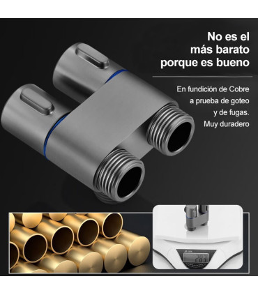 Pulverizzatore WC o Doccia Igenica LH-002 | Valvola Doppia | Corpo Rame | Valvola Ceramica | Tubo 2 m | Pressione Regolabile