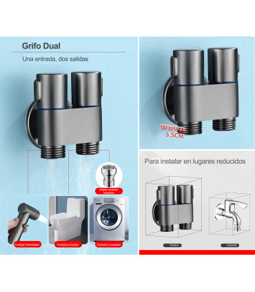 Pulverizzatore WC o Doccia Igenica LH-002 | Valvola Doppia | Corpo Rame | Valvola Ceramica | Tubo 2 m | Pressione Regolabile