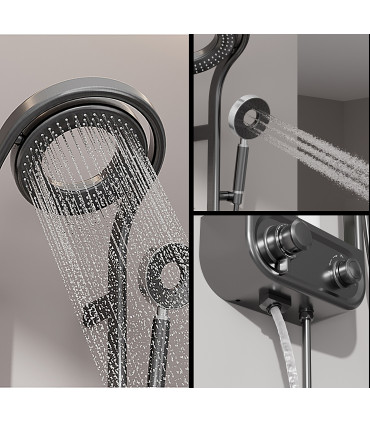 Thermostatic Shower-Bathtub Column Water No Limits LH-198 | Solid Copper Faucet Body | Digital Display & Clock