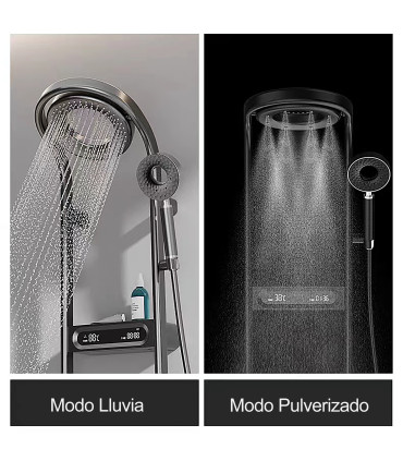 Thermostatische Dusche-Badewanne Säule Water No Limits LH-198 | Kupferkran Körper | Digitalanzeige & Uhr