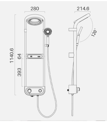 Columna Ducha-Bañera Termostática Completa LH-198 | Cuerpo Grifo de Cobre | Pantalla Digital para Temperatura y Reloj