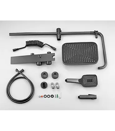 Dusche-Badewanne Säule TomaHawk LH-2365 Thermostatisch | Kupfer | Temperaturanzeige | Hand- und Deckendusche