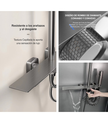 Columna Ducha-Bañera Completa TomaHawk LH-2365 Termostática | Cuerpo Cobre | Display Temperatura | Alcachofa y Cabezal de Techo