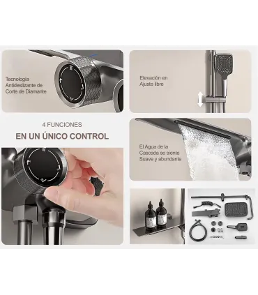 Coluna Chuveiro-Banheira TomaHawk LH-2365 Termostática | Cobre | Display LED Temperatura | Chuveiro de Mão e Teto