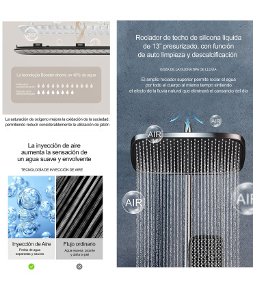 Komplett Dusse-Bad Søyle TomaHawk LH-2365 Termostatisk | Kopper | Temperaturdisplay | Hånd- og Takdusj
