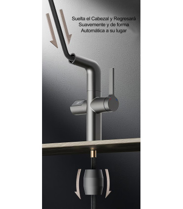 Grifo Lavabo Display Temperatura Dinamo SJ-231| Cuerpo Cobre | Cabezal Extraíble | Altura Ajustable para Lavar Cabezas