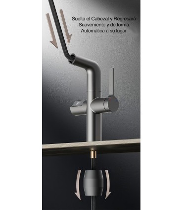 Robinet Lavabo SJ-231 Affichage Température Dynamo | Cuivre Massif | Extraible | Hauteur Réglable pour Lavage de Tête