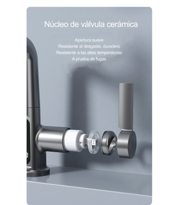 Grifo Lavabo Display Temperatura LH-189 | Cuerpo Aleación | Cabezal Extraíble 3 modos | Altura ajustable Lavar Cabezas