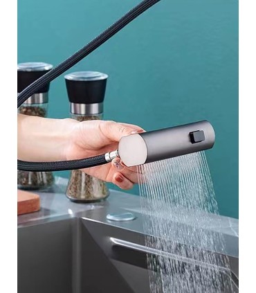 Waschbecken Wasserhahn Temperaturanzeige LH-189 | Legierung | Herausziehbar 3 Modi | Höhenverstellbar zum Haarewaschen