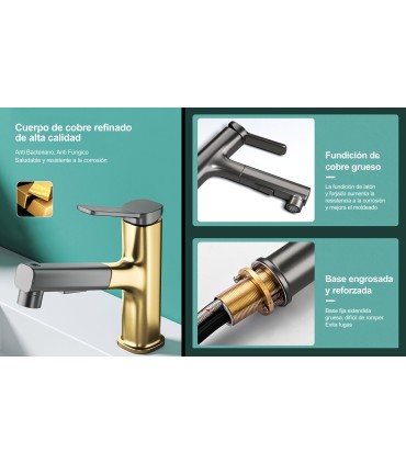 Vertical Water Basin Faucet LH-178 | Solid Copper | Pull-Out | 2 Water Modes | Vertical Water for Dental Rinse