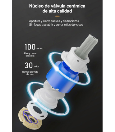 Grifo Lavabo Agua Vertical LH-178 | Cuerpo Cobre Macizo | Extraíble | Dos modos de Agua | Agua Vertical para Enjuague Dental