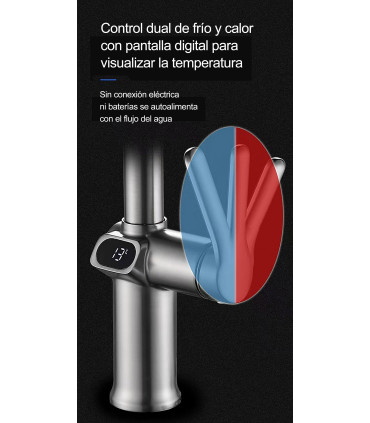 Grifo Cocina Display Temperatura LH-168 | Cuerpo Aleación Zinc | Cabezal Extraíble | Tres modos de Salida de Agua