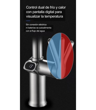 Rubinetto Cucina Display LED Temperatura LH-168 | Lega di Zinco | Estraibile | 3 Modi Acqua