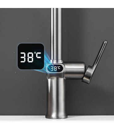 Grifo Cocina Display Temperatura LH-168 | Cuerpo Aleación Zinc | Cabezal Extraíble | Tres modos de Salida de Agua