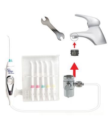 Irrigador Dental Standard + Adaptador Ducha | Sin Baterías ni Electricidad | Utiliza la Presión del Grifo | Chorro Ilimitado