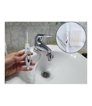 Standard Dental Irrigator with Shower Adapters | No Batteries | Tap Pressure | Unlimited Jet