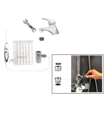 Standard Dental Irrigator with Shower Adapters | No Batteries | Tap Pressure | Unlimited Jet