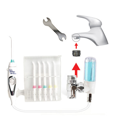 Irrigador Dental Standard con Depósito Colutorio | Sin Baterías ni Electricidad | Presión Grifo | Chorro Ilimitado