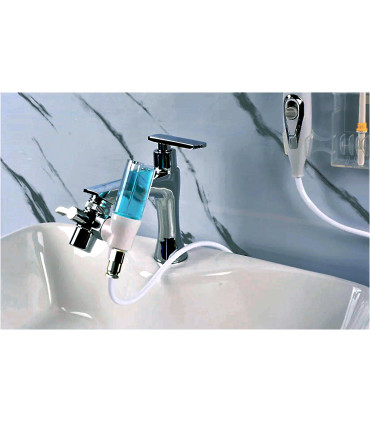 Standard Dental Irrigator with Rinse Reservoir | No Batteries or Electricity | Uses Tap Pressure | Unlimited Jet